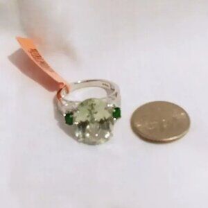 Russian Diopside Prasiolite Ring in Sterling Silver 8.50 ctw Size 7